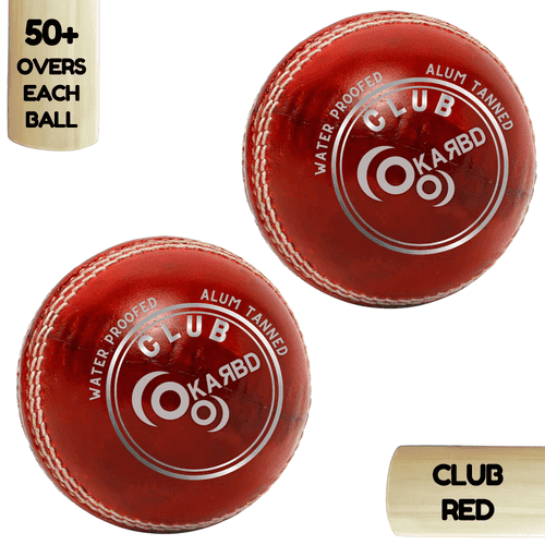 Cricket Leather Ball | 50+ Overs | Club Red | Pack of 2