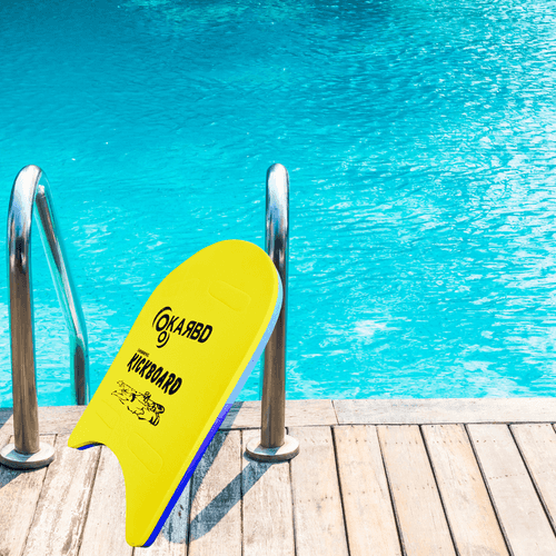 4 Cut Swimming Kickboard - Floating Board for Swimming Training | Aid Exercise Equipment for Adults, Children with 4 Holes | Dual Color Yellow - Blue