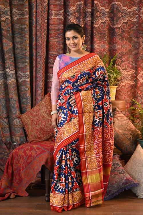 Blue Double Ikat Patan Patola Saree