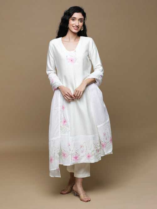 Roop Pink On White Kurta