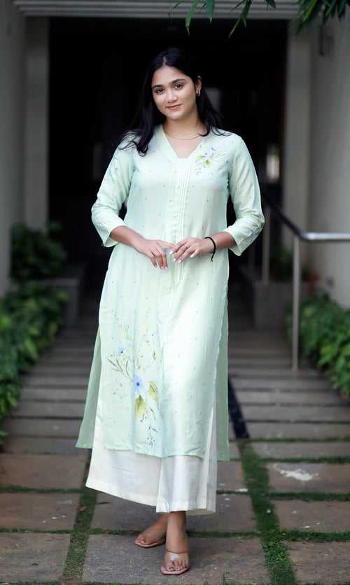 Serenity Silk Pastel Blue Staple Silk Kurta/ Dress