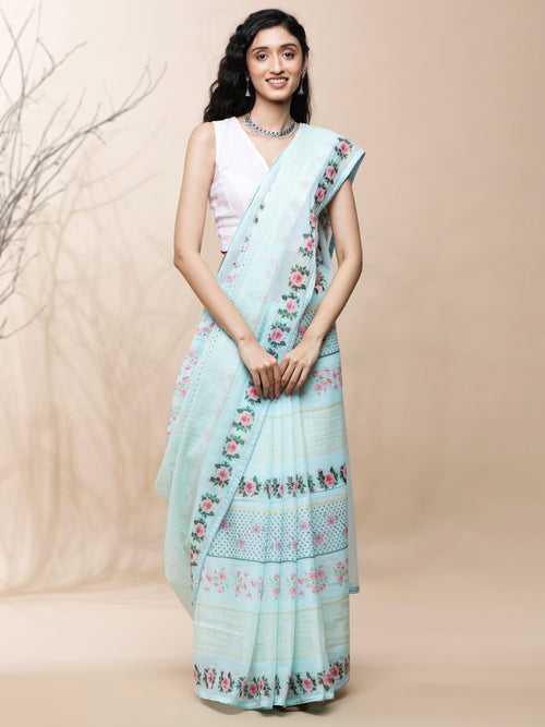 Gulistan Kota Blue Saree