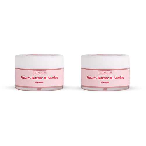 Prolixr Kokum Butter & Berry Lip Mask - Overnight Hydration - For Repair Of Chapped Lips - For Dark, Dry And Pigmented Lips - All Skin Types - Cruelty Free - Pack Of 2
