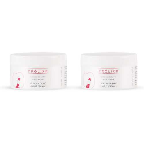 Prolixr's Jeju Volcanic Night Cream- With White Tea Oil & Bamboo Extract - Reduces Wrinkles & Fine Lines - For Skin Brightening - Korean Skin Care Products - For All Skin Types - Pack Of 2