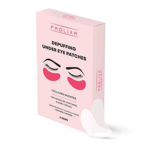 Prolixr Depuffing Under Eye Patches - Collagen Booster | Aging | Puffiness | Dark Circles | Cooling | Hydrating | Men & Women - 5 Patches