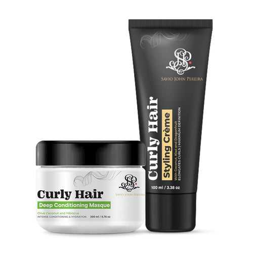 Hair Mask and Hair Cream Combo | Dry, Frizzy and Wavy hair products | Curly hair Products | Hair care for curly hair | Shea Butter | Coconut | Created by Savio John Pereira (pack of 2)
