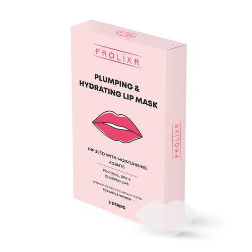 Prolixr Plumping & Hydrating Lip Mask For Pink Lips | With Witch Hazel, AloeVera, Acai Berry & Mullberry | Cure Dark, Dull, Dry & Chapped Lips - For Women & Men - 3 Strips