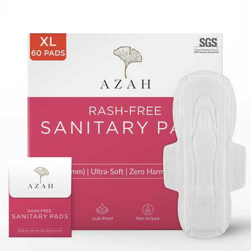 Sanitary Pads for Women (Box of 60) Ultra Thin, 100% Rash-Free, & 5x Absorption (With Disposable Bag)