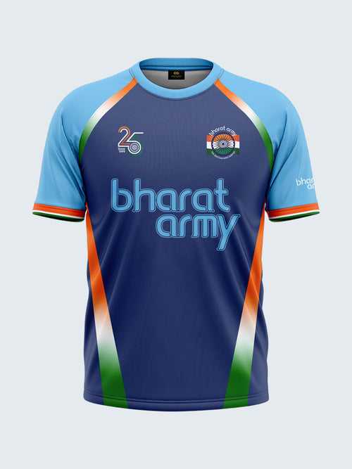 Bharat Army 25th Anniversary Edition Match Day Retro Round Neck Jersey 2024 (Royal Blue)