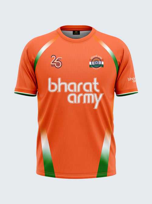 Bharat Army 25th Anniversary Edition Match Day Retro Round Neck Jersey 2024 (Orange)