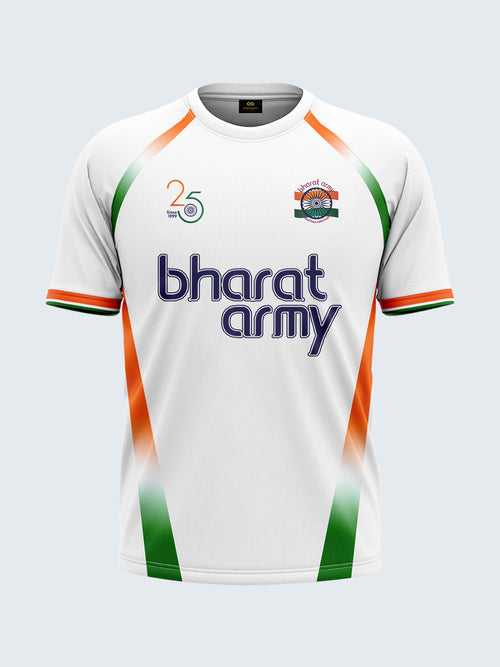 Bharat Army 25th Anniversary Edition Match Day Retro Round Neck Jersey 2024 (White)