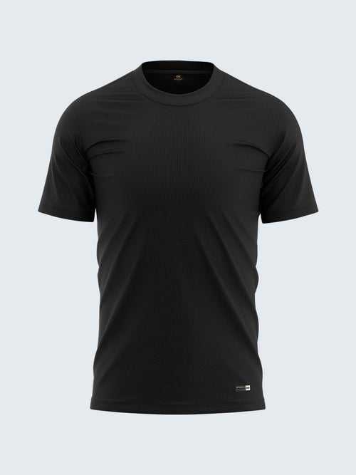 Men's Round Neck Black Soft Cotton T-Shirt - CS9005