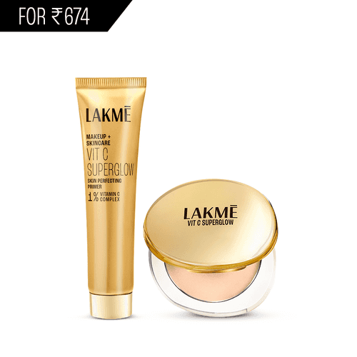 Lakmē Makeup+Skincare VitC Superglow Skin Perfecting Primer + Compact