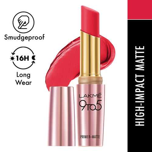 Lakmē 9to5 Powerplay Priming Matte Lipstick-Pink Rose