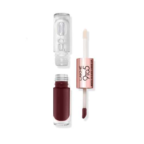 Lakmē 9 to 5 Matte to Glass Liquid Lip-Nut Roast