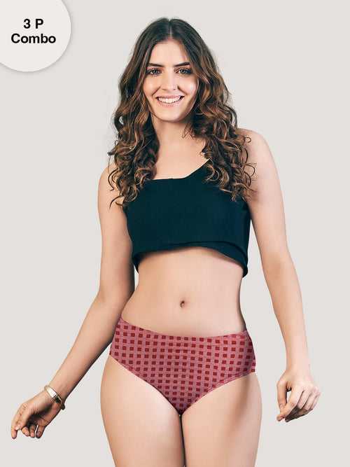 Kalyani (8500) Mid Rise Hipster Printed Cotton Panties Pack of 3 - Colors & Prints May Vary