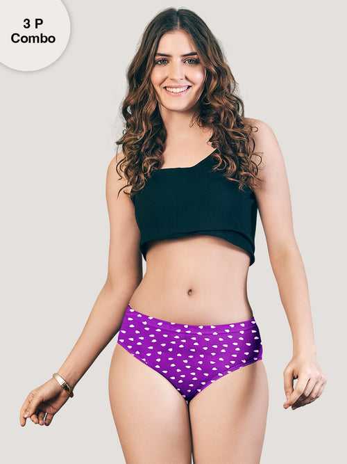 Kalyani (88000) Mid Rise Hipster Printed Cotton Panties Pack of 3 - Colors & Prints May Vary