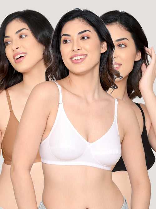 Kalyani Wamika Fuller Cups Non Padded Straight Back Everyday Bra | Pack of 3