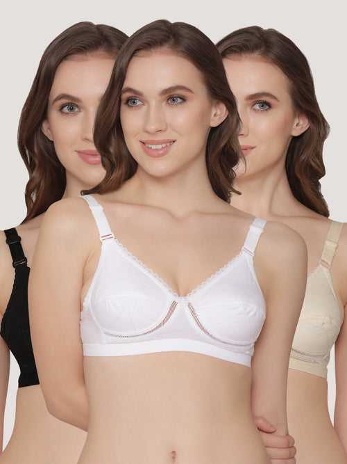 Kalyani Diksha Full Coverage Non Padded Double Layered Cups Everyday Bra | Pack of 3