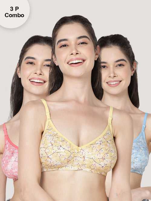 Kalyani (5081) Medium Coverage Non Padded Printed Everyday Bra | Pack of 3