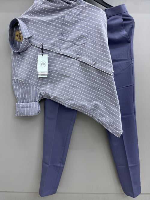 Strip Shirt With Trouser Pant