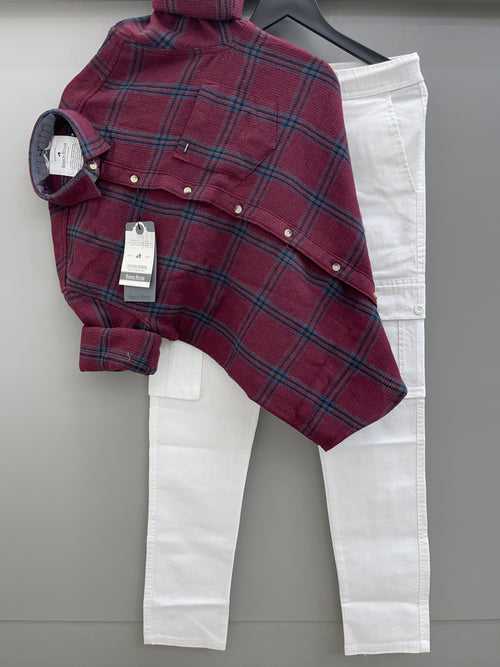 Jute checks Shirt With Cargo Pant