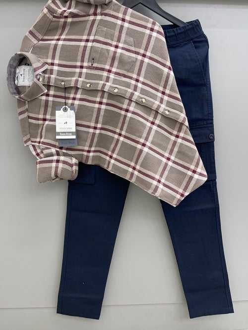 Jute checks Shirt With Cargo Pant