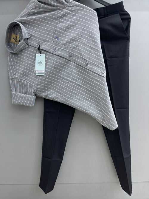 Strip Shirt With Trouser Pant