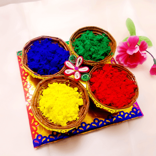 Holi Organic Colours - Pack of 4 colors (Quilled Basket)