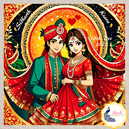 Personalized Indian Wedding Art - Regal Romance