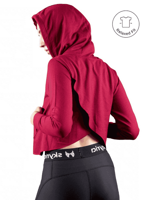 Skyria Rise Crop Hoodie - Port