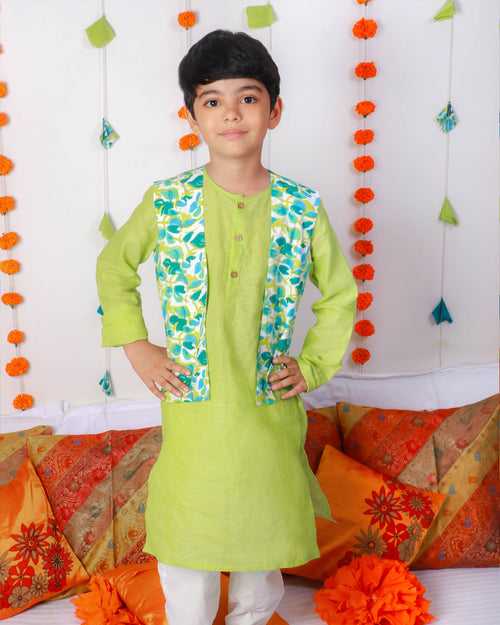 Nimbu Kurta with Pyjama & Gul Casual Jacket | Rescue