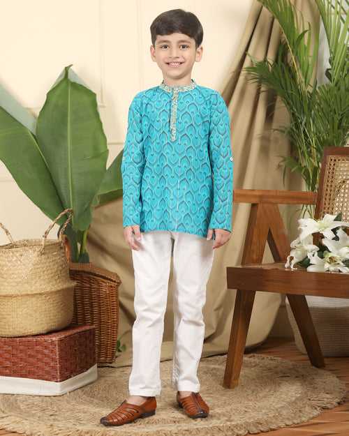 Zarkha Boys Ethnic Embroidered Short Kurta