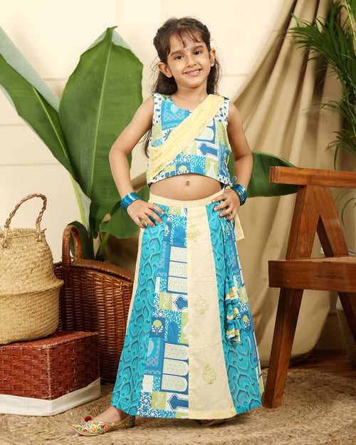 Manara Girls Ethnic Kali Lehenga Set with Dupatta