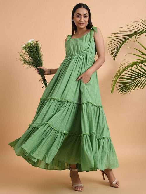 Green Cotton Maxi Dress