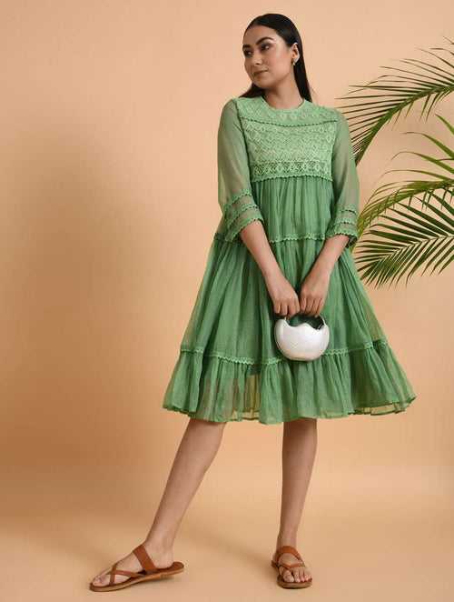 Green Lace Trimmed Kota Dress