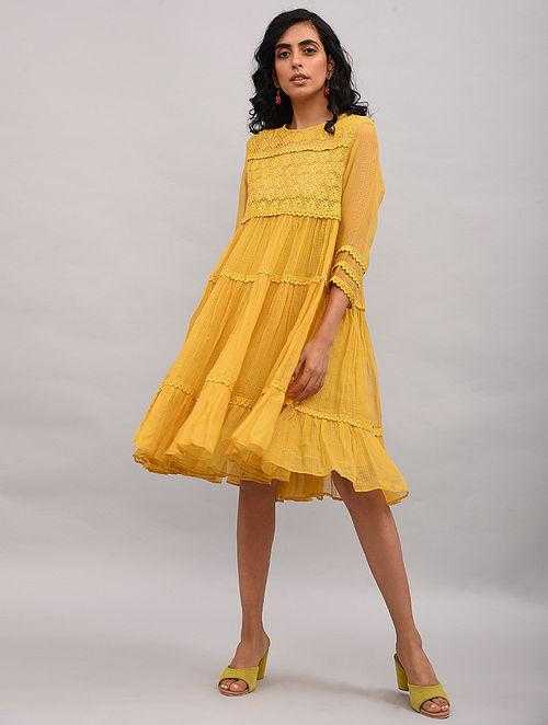Yellow Lace Trimmed Kota Dress