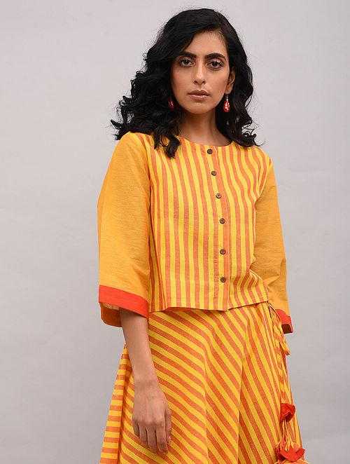 Yellow Orange Striped Cotton Top