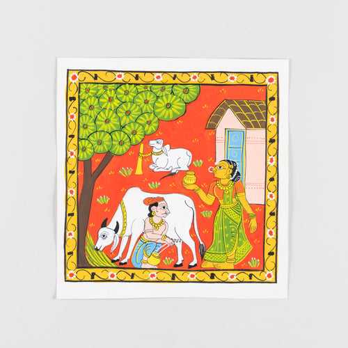 Cheriyal Painting Milking Cow 11.5x11.5