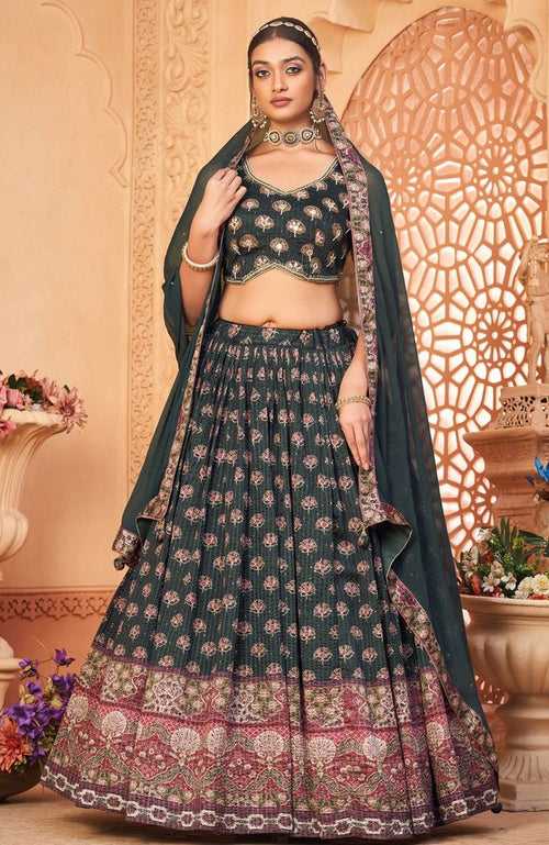 Splendid Grey Color Chinon Fabric Party Wear Lehenga