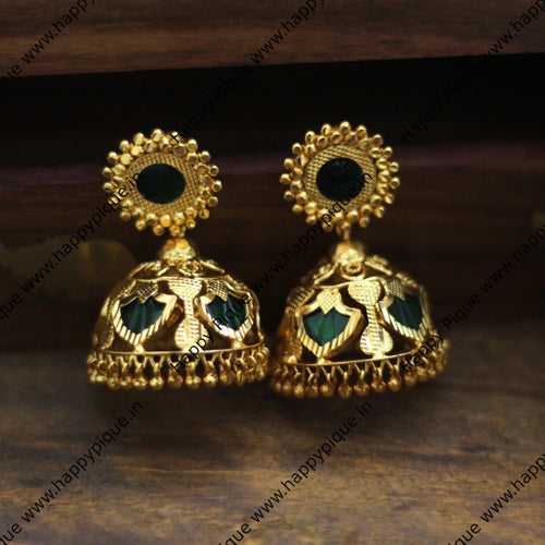 Real Gold Tone Traditional Kerala Palakka Jhumkas