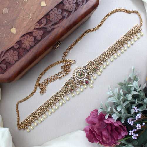 Premium Antique Gold AD No Idol No Figure Bridal Hip Chain/Oddiyanam