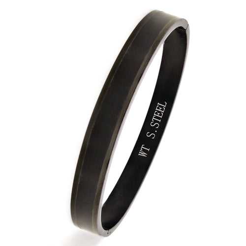 Plane Black Stainless steel cuff bangle.