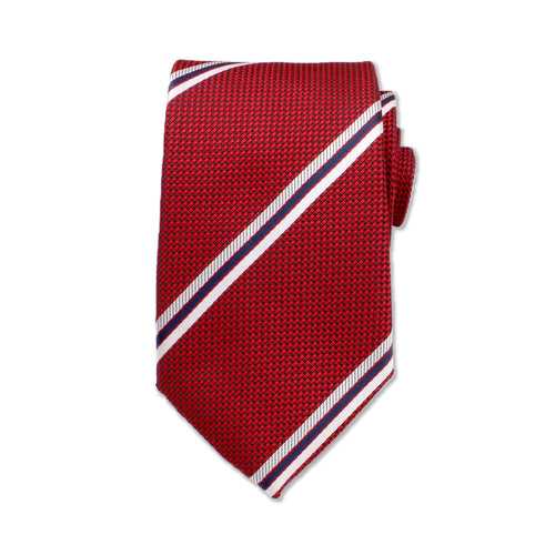 Deep Red & Blue Striped Neck Tie