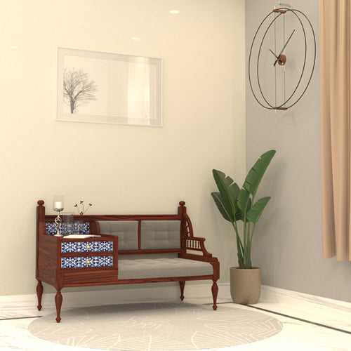 Southern East Light Finished Handmade Wooden Sofa With Duel Storage Drawers
