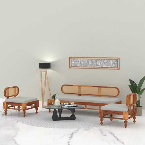 Simple Decent Cane Style Handmade Wooden Sofa Set