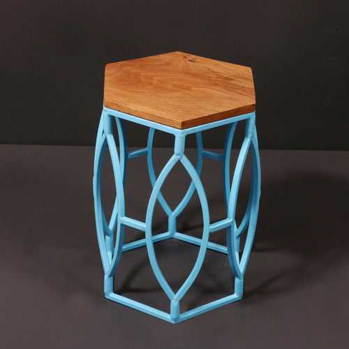 Hexagonal Metallic Coffee Table (Blue)