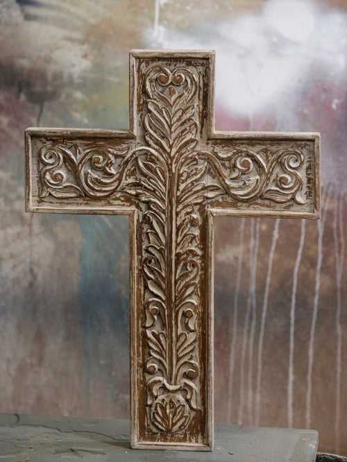 Classic Clever Carved Cross Designed Wooden Handmade Wall Decor