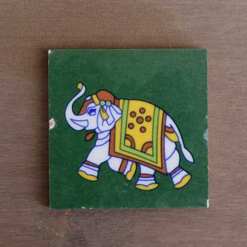 Madgreen Cultural Elephant Designed Ceramic Square Tile