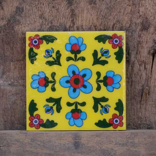 Majestic Simple Flowered Style Ceramic Square Tile